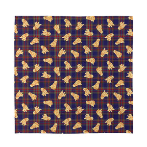 Golden Retriever Tartan Pattern Print Silk Bandana