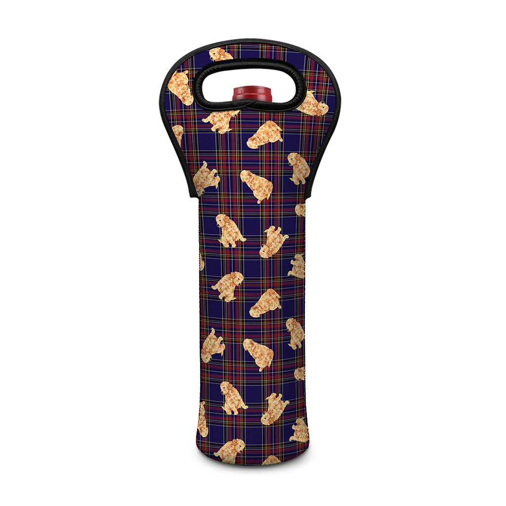 Golden Retriever Tartan Pattern Print Single Neoprene Wine Tote