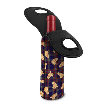 Golden Retriever Tartan Pattern Print Single Neoprene Wine Tote