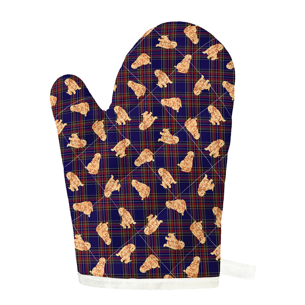 Golden Retriever Tartan Pattern Print Single Oven Mitt