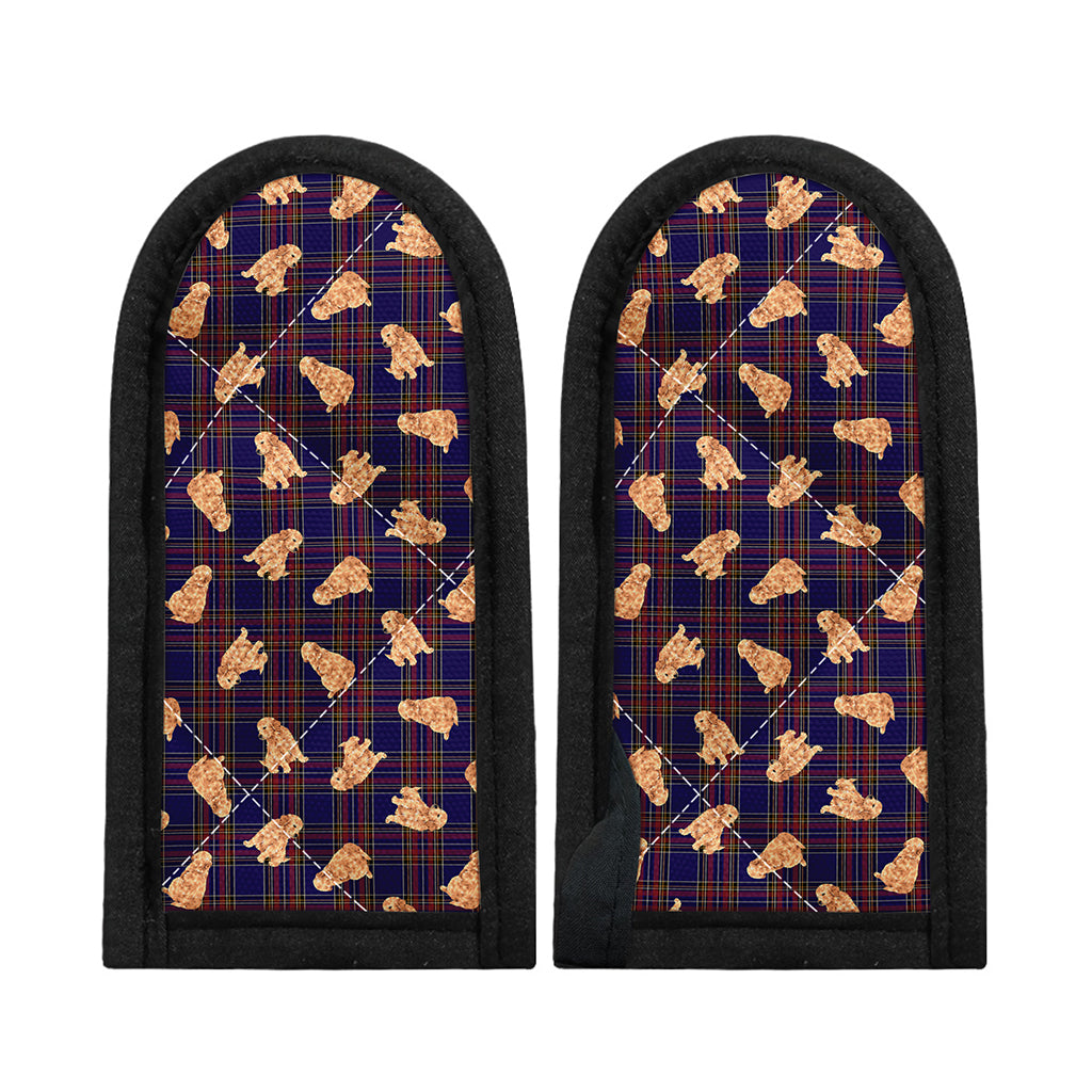 Golden Retriever Tartan Pattern Print Skillet Handle Cover