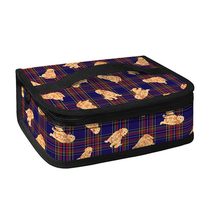 Golden Retriever Tartan Pattern Print Small Lunch Bag