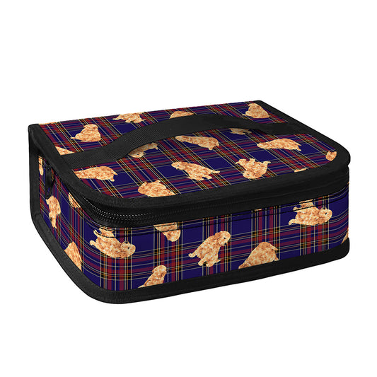 Golden Retriever Tartan Pattern Print Small Lunch Bag