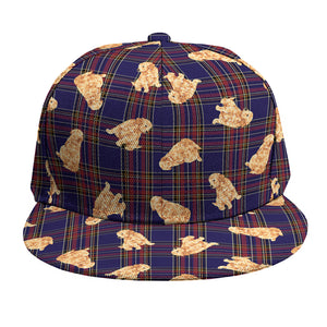 Golden Retriever Tartan Pattern Print Snapback Cap