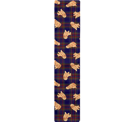 Golden Retriever Tartan Pattern Print Table Runner