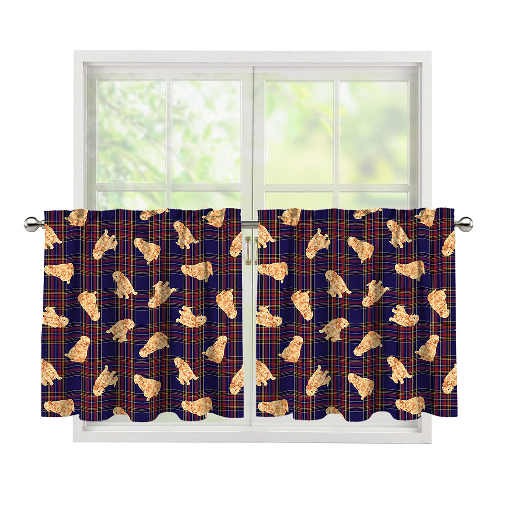 Golden Retriever Tartan Pattern Print Tier Curtains