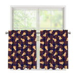 Golden Retriever Tartan Pattern Print Tier Curtains