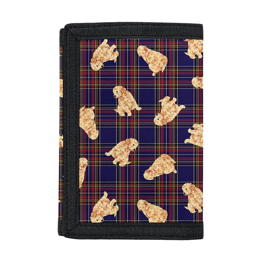 Golden Retriever Tartan Pattern Print Trifold Wallet