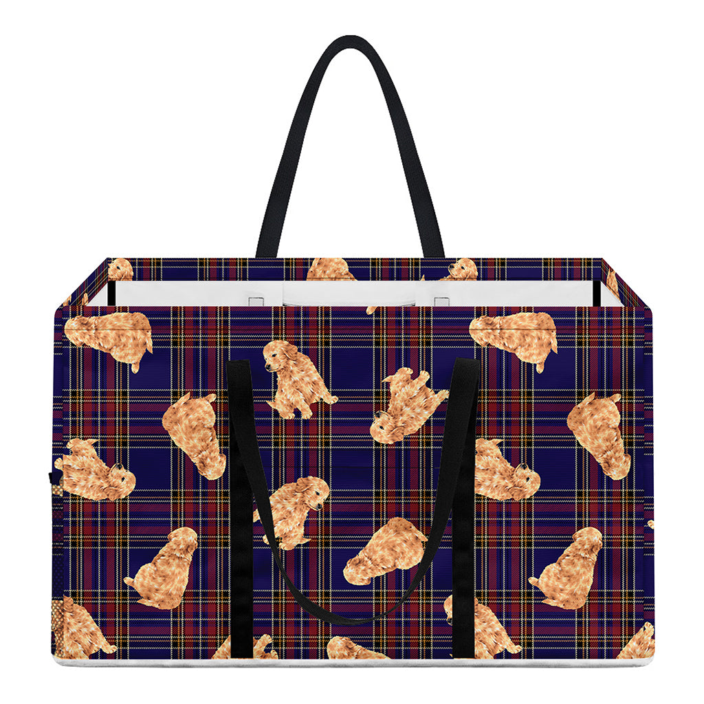 Golden Retriever Tartan Pattern Print Utility Tote Bag