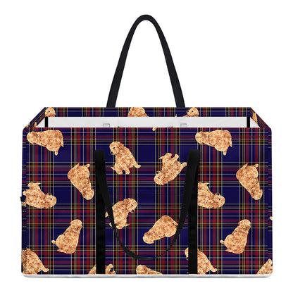 Golden Retriever Tartan Pattern Print Utility Tote Bag
