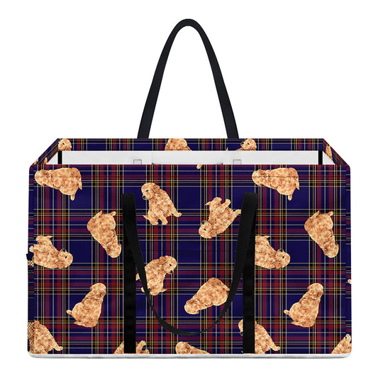 Golden Retriever Tartan Pattern Print Utility Tote Bag