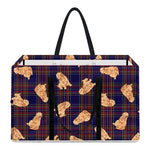Golden Retriever Tartan Pattern Print Utility Tote Bag