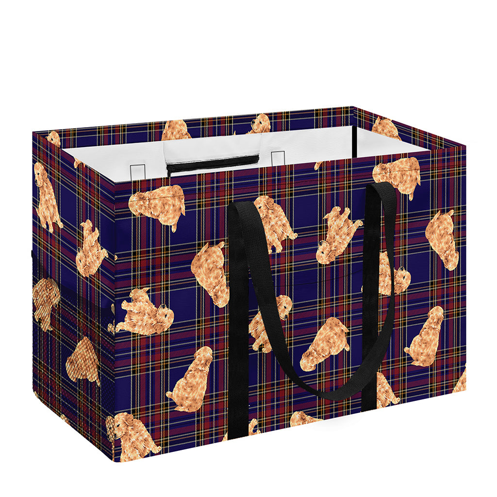 Golden Retriever Tartan Pattern Print Utility Tote Bag
