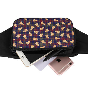 Golden Retriever Tartan Pattern Print Waist Bag