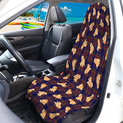 Golden Retriever Tartan Pattern Print Waterproof Car Seat Cover