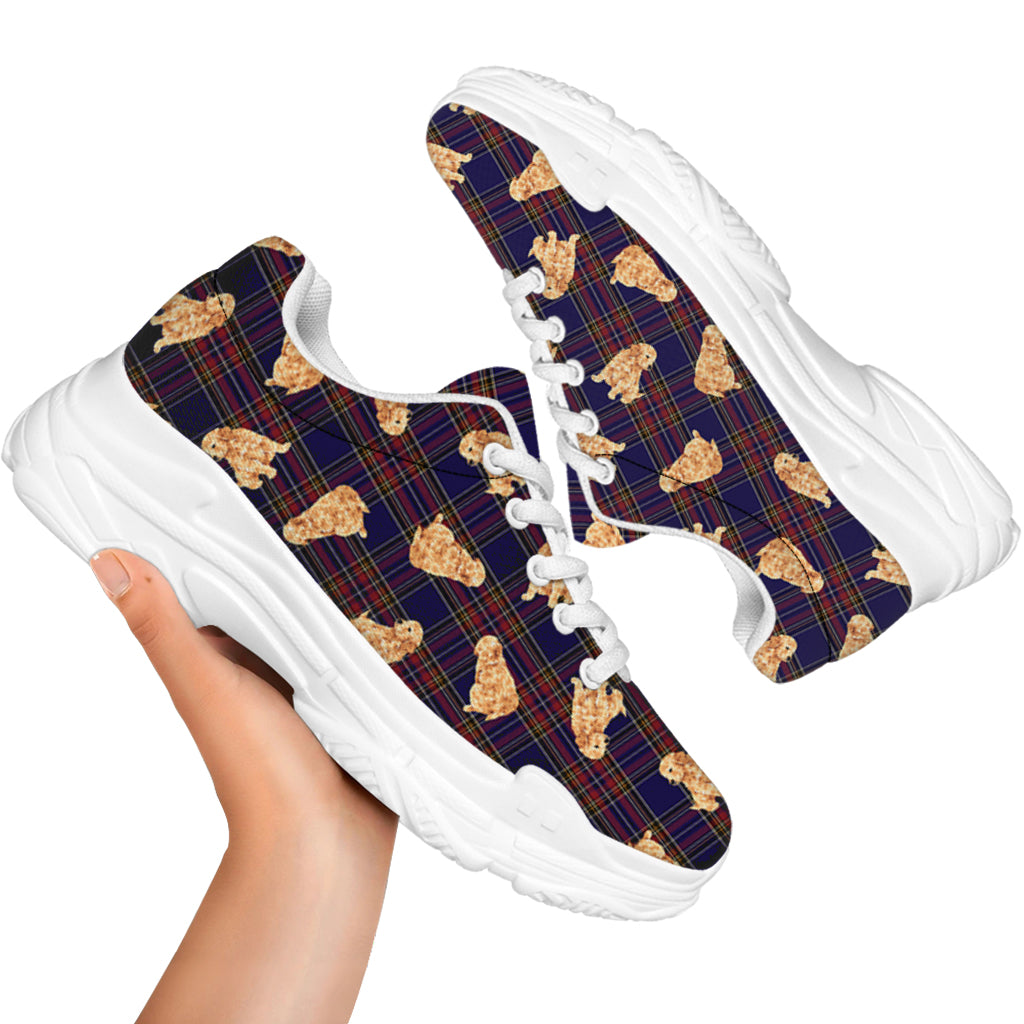 Golden Retriever Tartan Pattern Print White Chunky Shoes