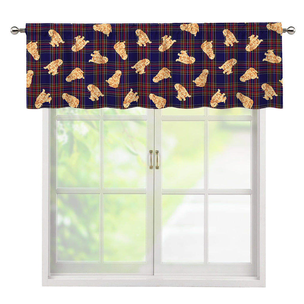 Golden Retriever Tartan Pattern Print Window Valance