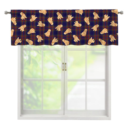 Golden Retriever Tartan Pattern Print Window Valance