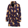 Golden Retriever Tartan Pattern Print Women's Bathrobe