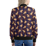 Golden Retriever Tartan Pattern Print Women's Bomber Jacket