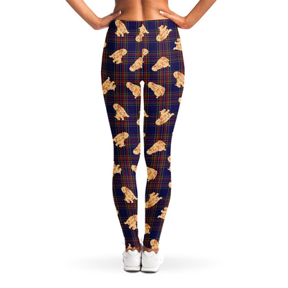 Golden Retriever Tartan Pattern Print Women's Leggings