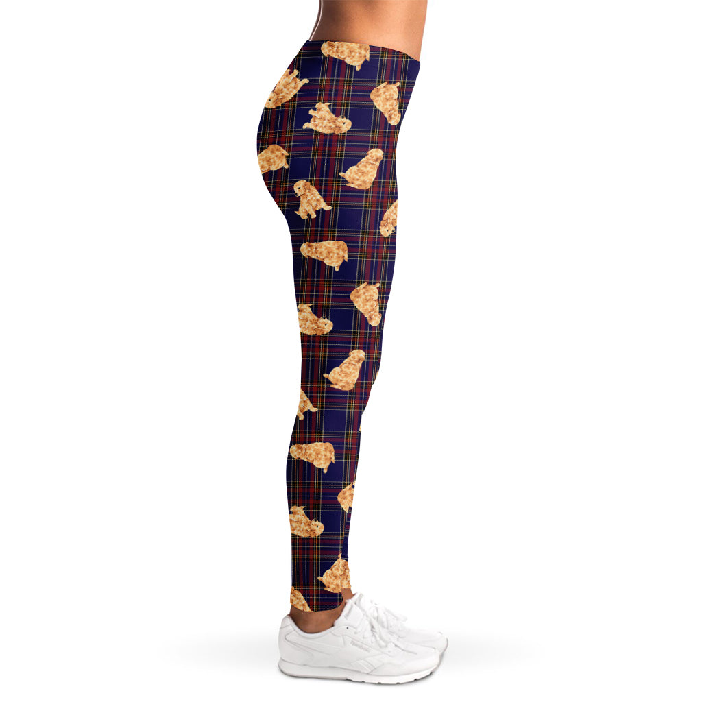 Golden Retriever Tartan Pattern Print Women's Leggings