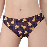 Golden Retriever Tartan Pattern Print Women's Panties