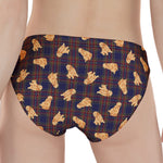 Golden Retriever Tartan Pattern Print Women's Panties