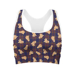 Golden Retriever Tartan Pattern Print Women's Sports Bra
