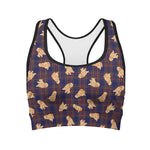 Golden Retriever Tartan Pattern Print Women's Sports Bra