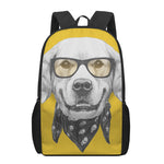 Golden Retriever With Glasses Print 17 Inch Backpack