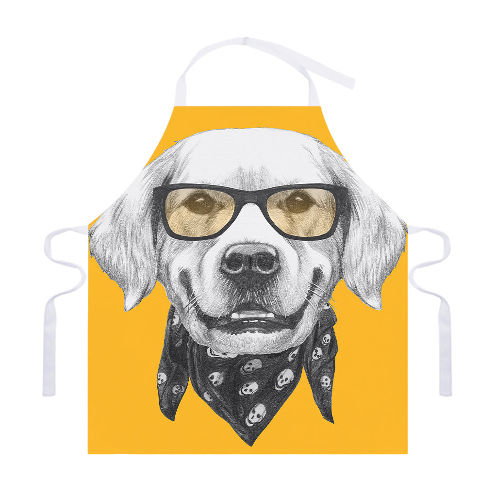 Golden Retriever With Glasses Print Adjustable Apron