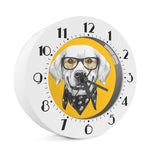 Golden Retriever With Glasses Print Alarm Clock