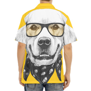 Golden Retriever With Glasses Print Aloha Shirt