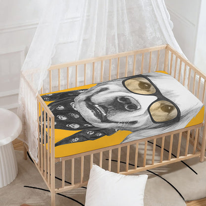 Golden Retriever With Glasses Print Baby Crib Sheet