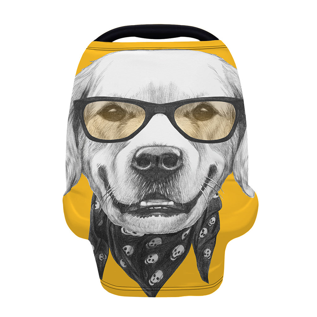 Golden Retriever With Glasses Print Baby Seat Cover