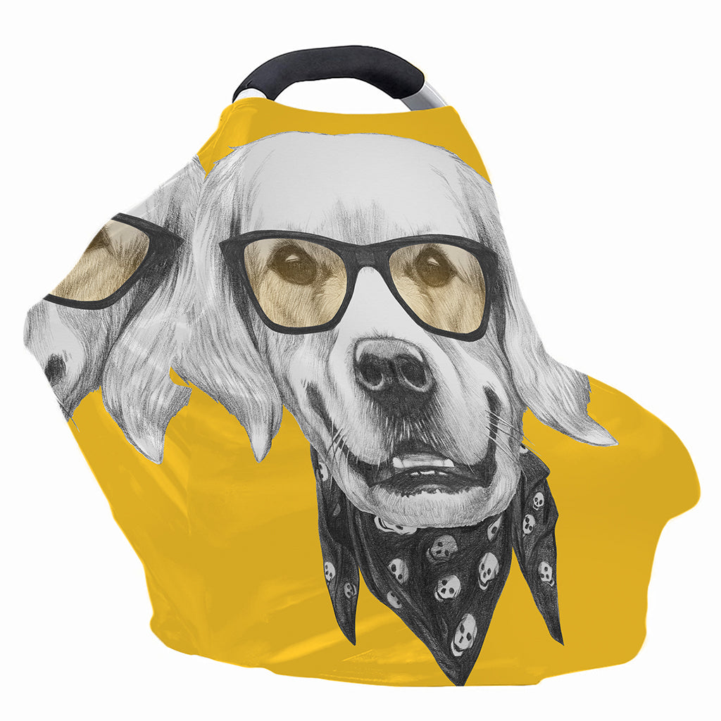 Golden Retriever With Glasses Print Baby Seat Cover