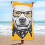 Golden Retriever With Glasses Print Beach Towel