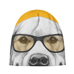 Golden Retriever With Glasses Print Beanie