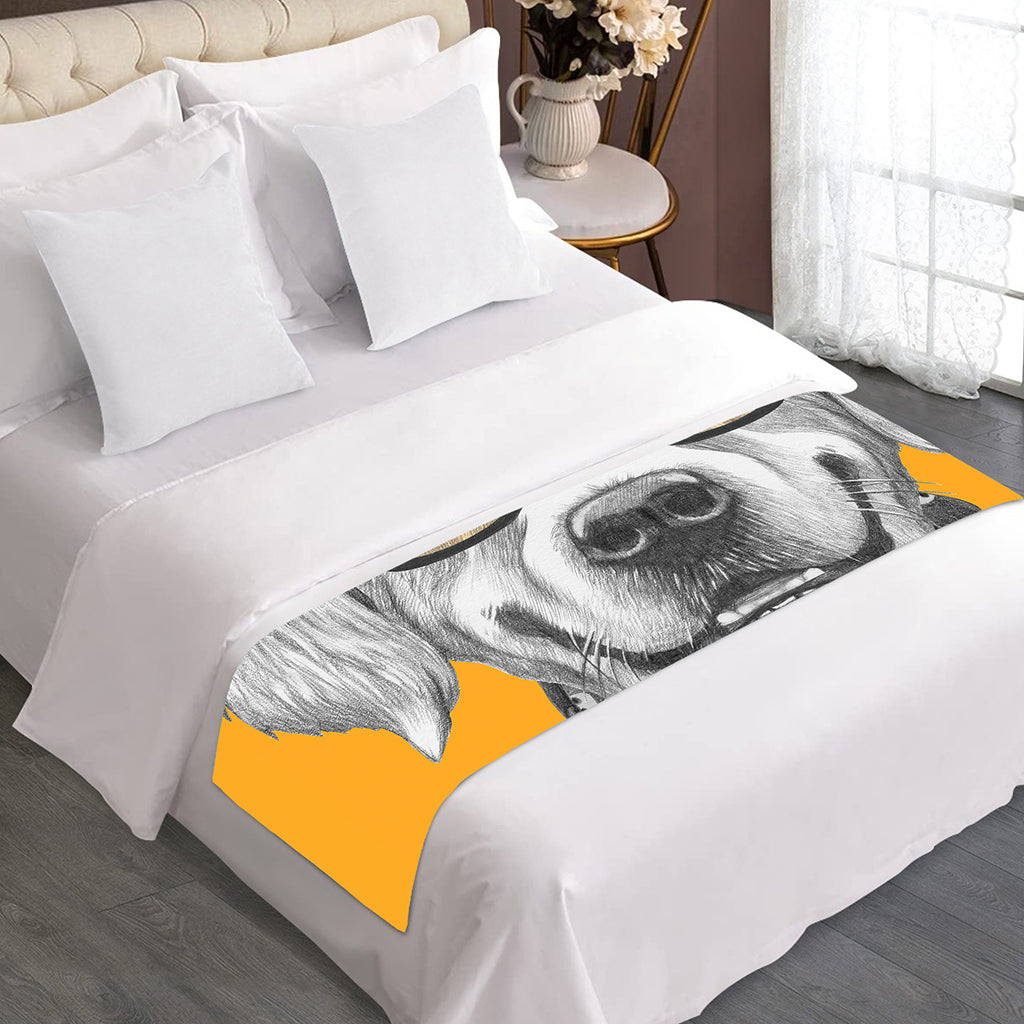 Golden Retriever With Glasses Print Bed Runner