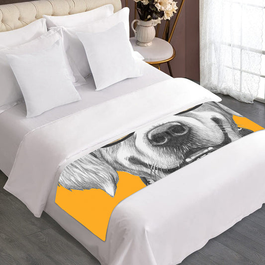 Golden Retriever With Glasses Print Bed Runner