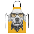 Golden Retriever With Glasses Print Bib Apron With Pocket