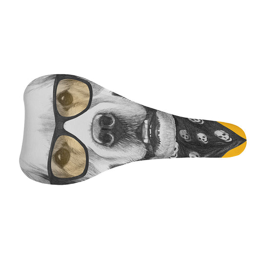 Golden Retriever With Glasses Print Bicycle Seat Cover