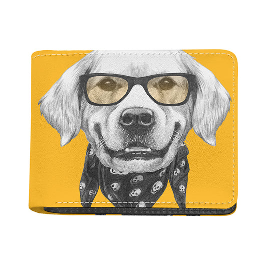 Golden Retriever With Glasses Print Bifold Wallet