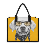 Golden Retriever With Glasses Print Canvas Tote Bag