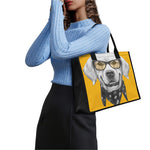 Golden Retriever With Glasses Print Canvas Tote Bag