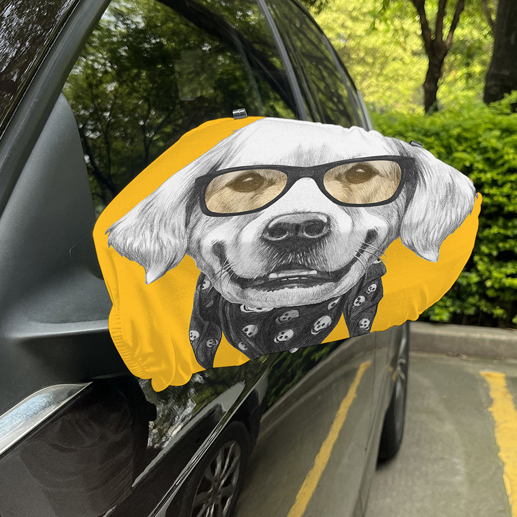 Golden Retriever With Glasses Print Car Side Mirror Covers