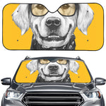 Golden Retriever With Glasses Print Car Windshield Sun Shade