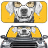 Golden Retriever With Glasses Print Car Windshield Sun Shade