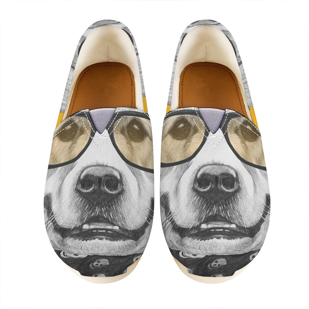 Golden Retriever With Glasses Print Casual Shoes